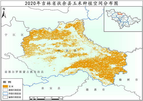 2020年吉林省玉米种植分布数据/作物分布数据