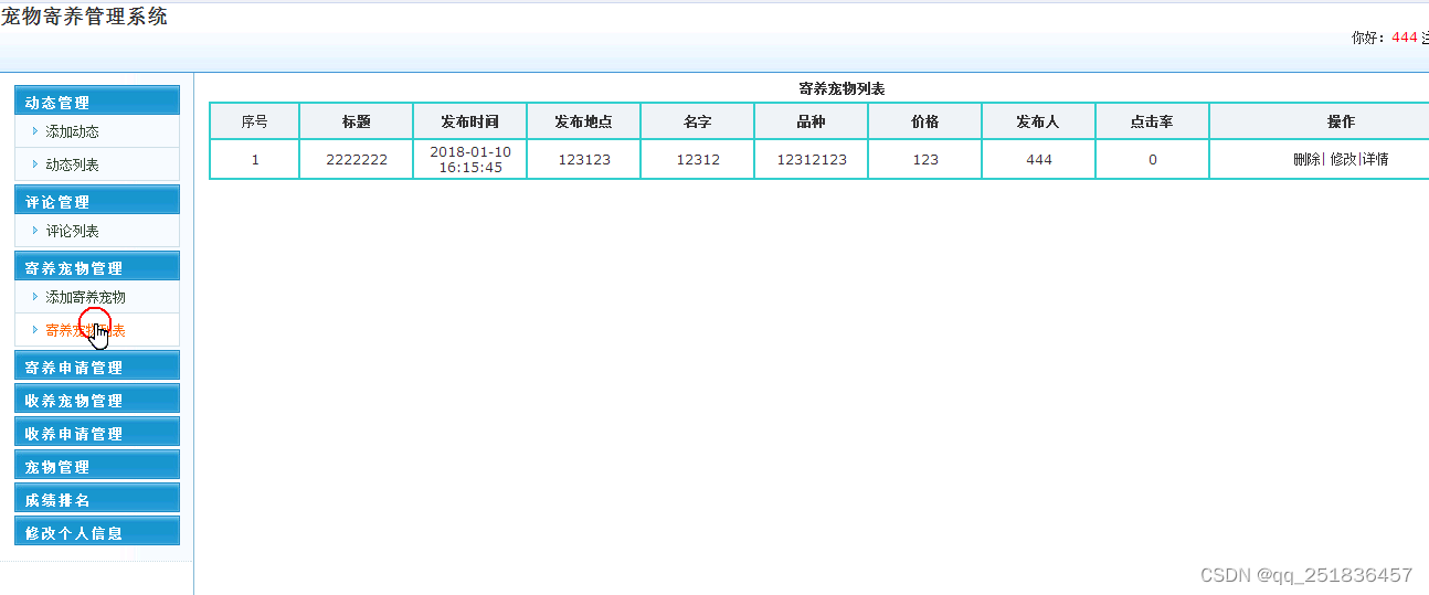 java SSM 宠物寄养管理系统myeclipse开发mysql数据库springMVC模式java编程计算机网页设计