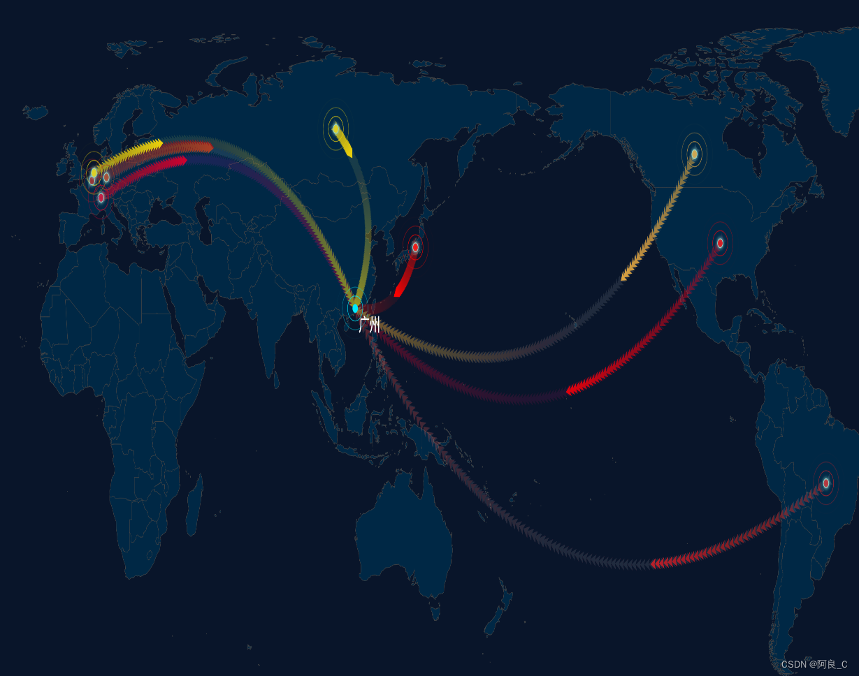 使用echarts开发世界地图,以东半球为中心