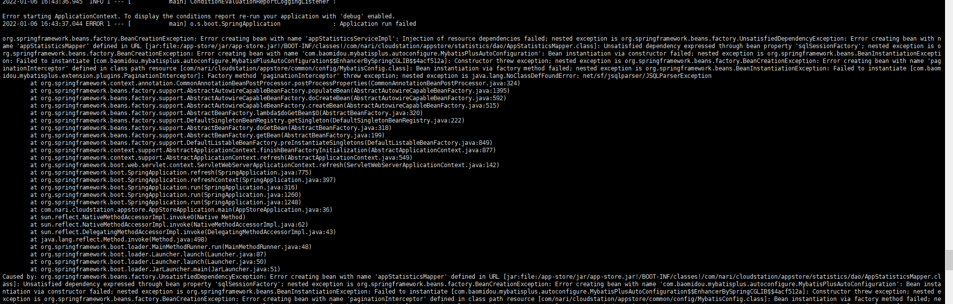 nested exception is java.lang.NoClassDefFoundError net/sf/jsqlparser