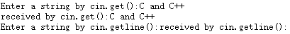 先调用cin.get()后调用cin.getline()的运行结果