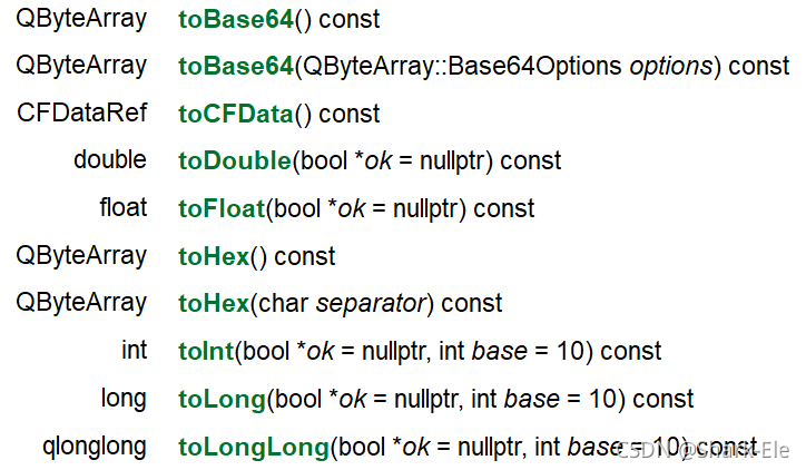 QByteArray提供的成员函数