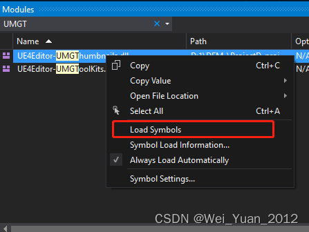 VisualStudio无法加载符号表“No symbles have been loaded for this document.“