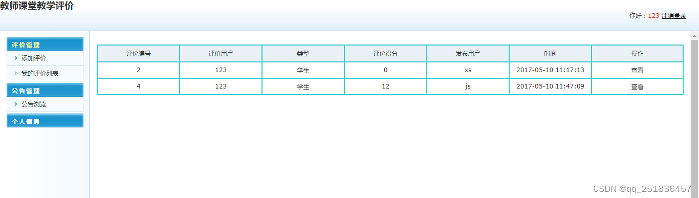 计算机毕业设计jsp教师课堂教学评价系统Myeclipse开发mysql数据库web结构java编程计算机网页项目