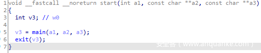 Example of start() function:
