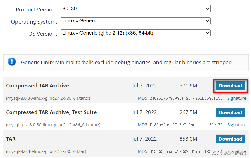 Linux中安装mysql8