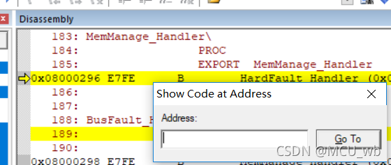 KEIL调用Show Disassembly at Adress的方法
