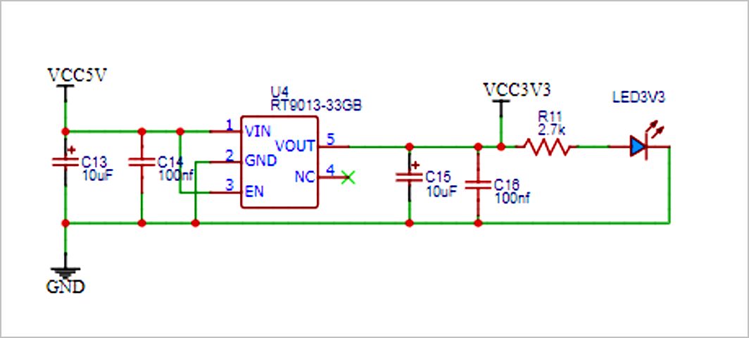 ▲ 图3.2.2 RT9013-33GB 电路