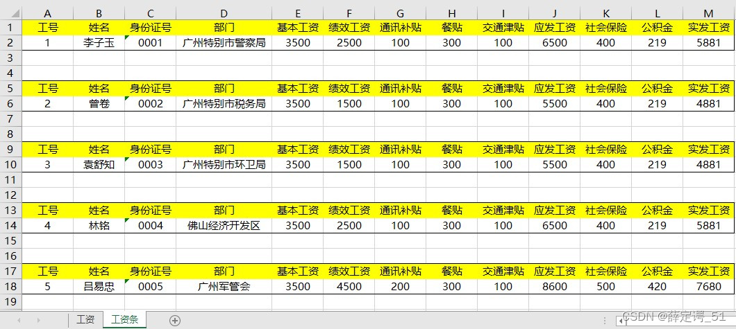 Excel·VBA制作工资条