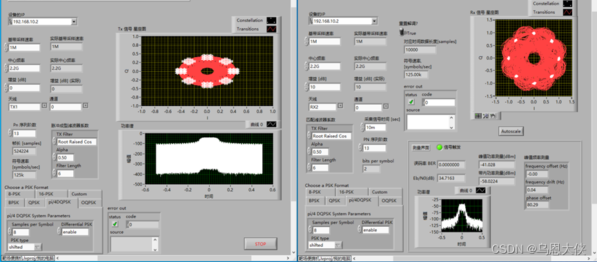 【USRP】调制解调系列4：BPSK、QPSK、8PSK、OQPSK、Pi/4DQPSK，基于labview的实现