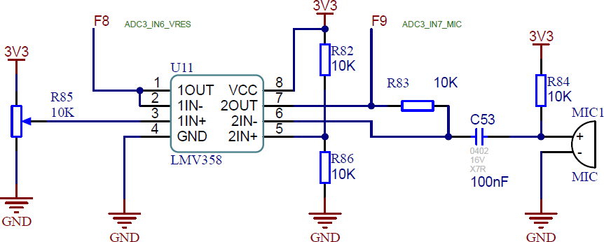 ▲ 图1.2.3 PLUS-F3270板载电位器电路