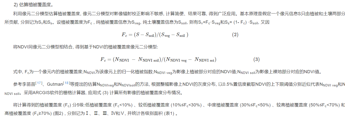 Modis数据处理 10 例五 用ndvi估算植被覆盖度 Salierib的博客 Csdn博客 Ndvi植被覆盖度