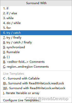 在idea中添加try/catch的快捷键
