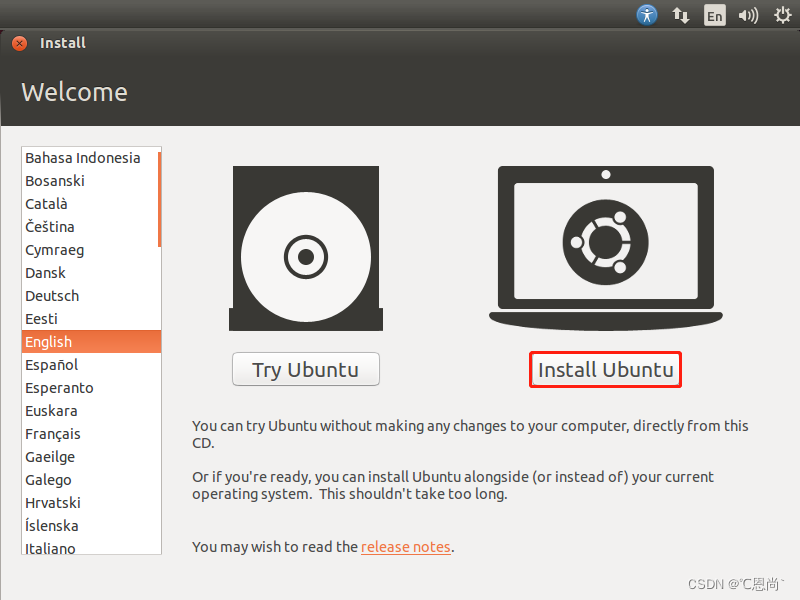 安装linux系统 双击“Install Ubuntu”