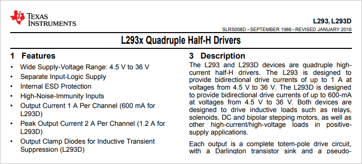 ▲ Figure 1.1.1 Basic features of L293