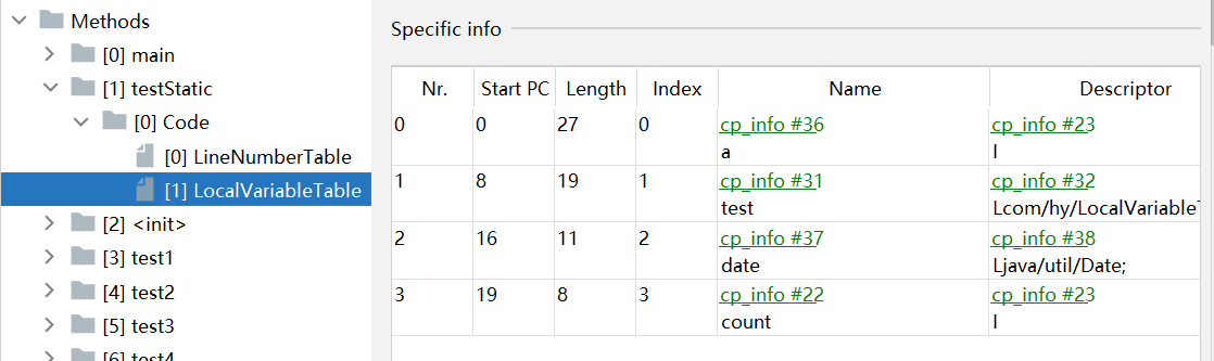 Jclasslib查看testStatic方法的字节码信息