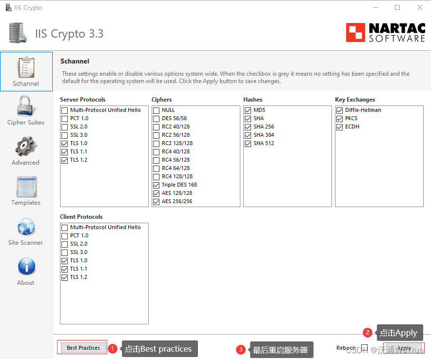  SSL/TLS一键配置工具-IISCrypto