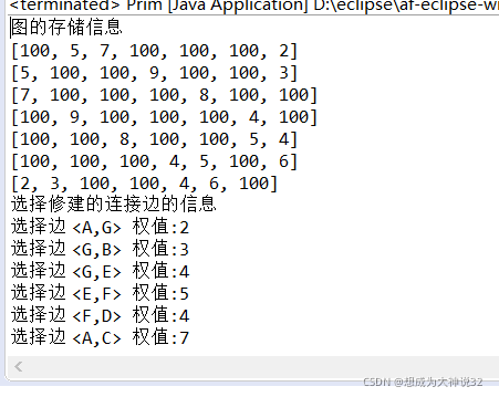 Prim算法解决最小生成树 （解决修路问题）