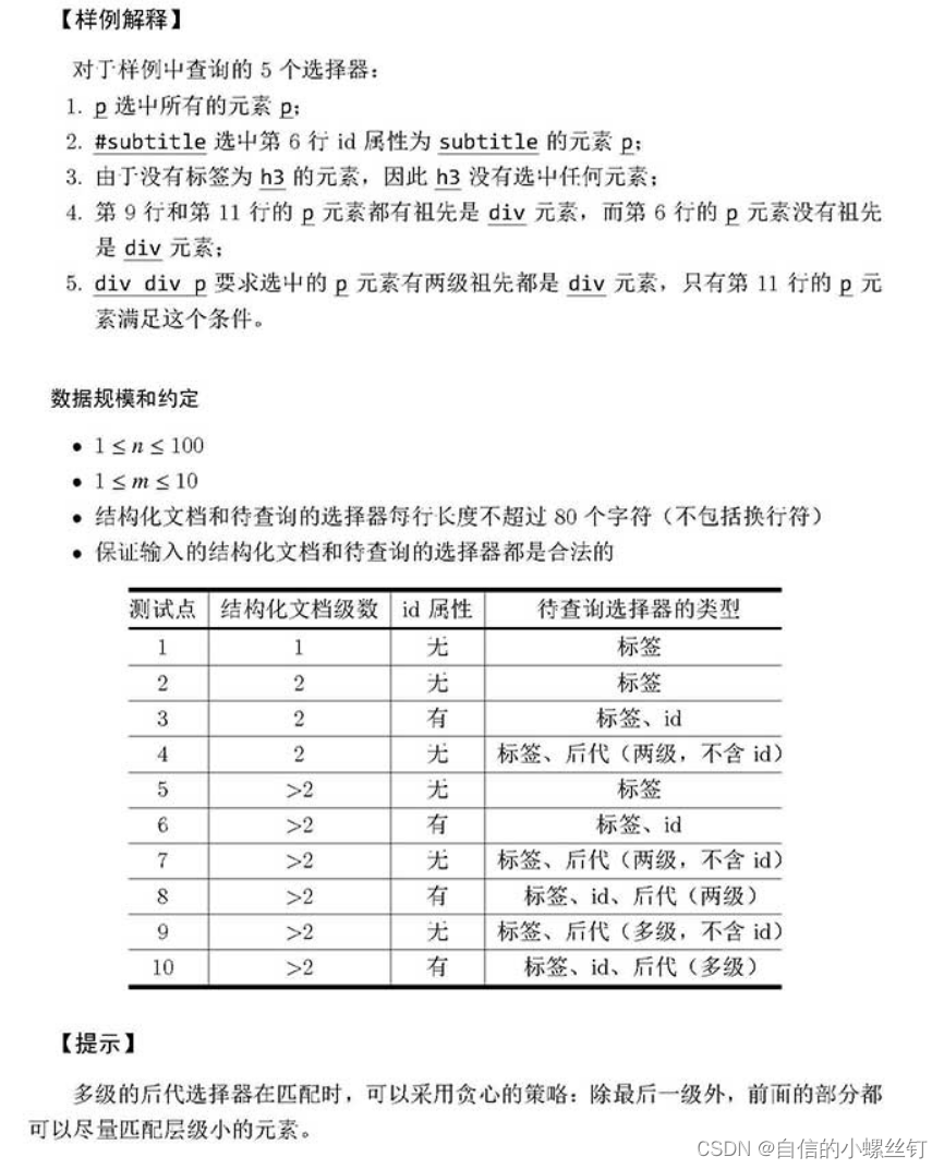 CCF-CSP 201809-3 元素选择器