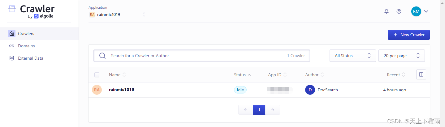 [外链图片转存失败,源站可能有防盗链机制,建议将图片保存下来直接上传(img-7ICGXlfS-1659097927981)(./images/algolia_docsearch/crawler.png)]