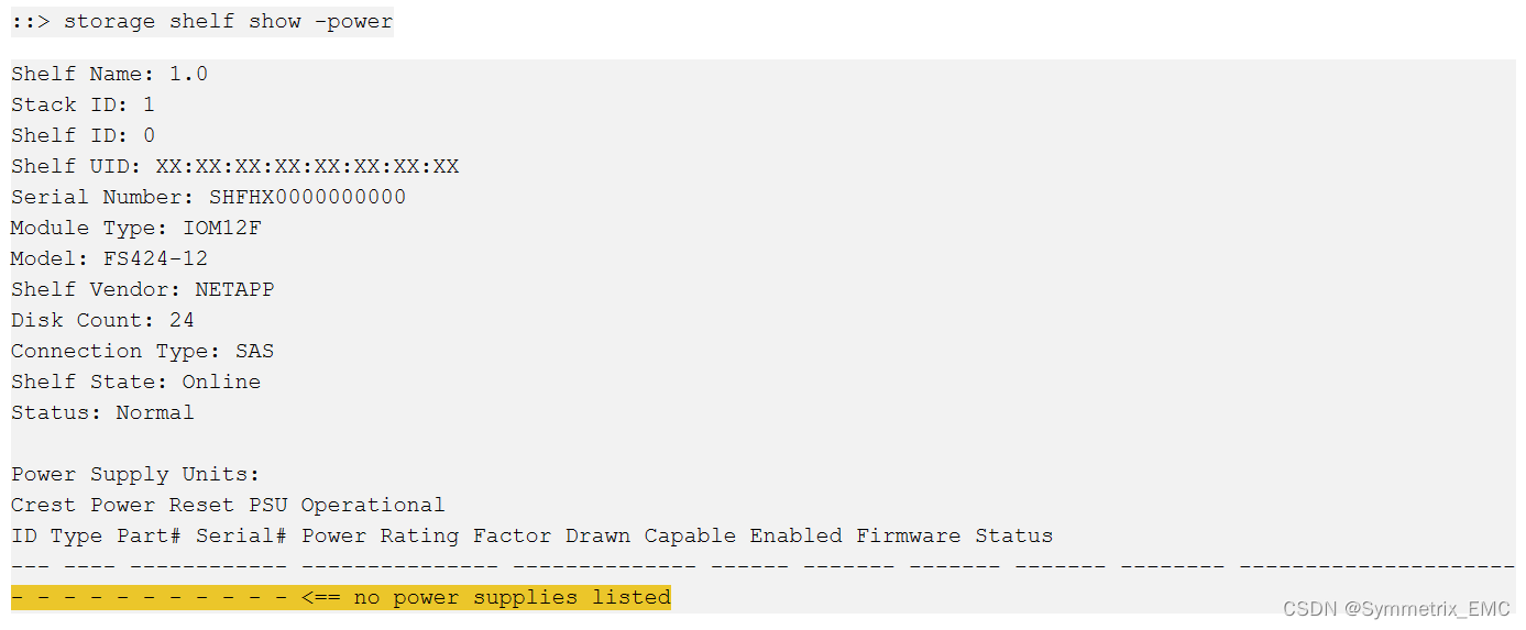 NetApp中命令storage shelf show没有报出电源信息CSDN博客