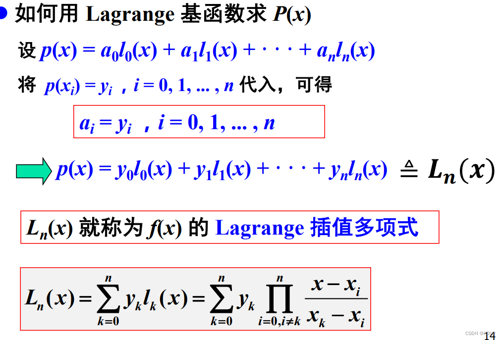 拉格朗日（Lagrange）插值多项式
