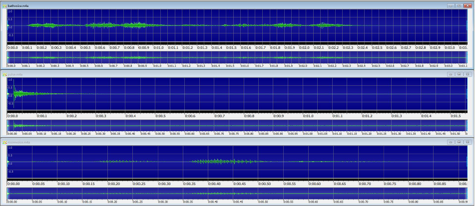 ▲ 图3.3 各音频文件的波形图，均为单声道