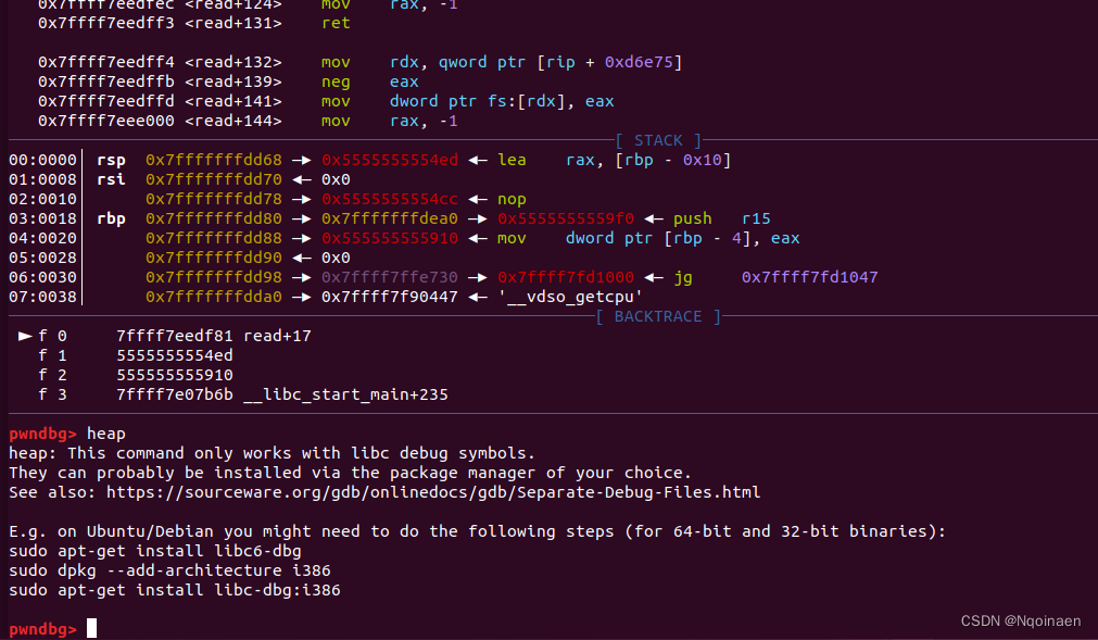 用patchelf改程序后在exp中用gdb.attach()调试堆栈_heap: this command only works with ...