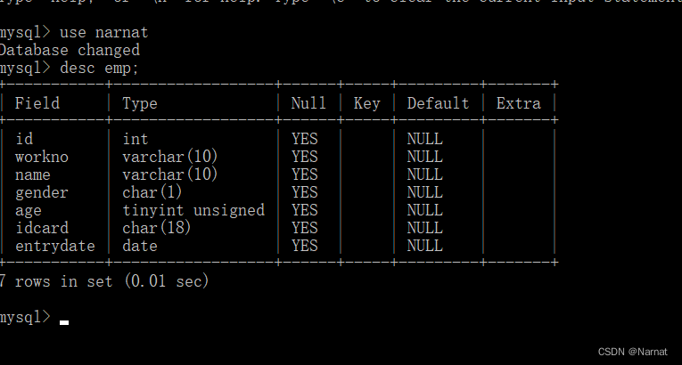 第四讲：MySQL中DDL一些基本数据类型及表的创建、查询