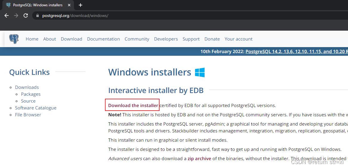点击Download the installer