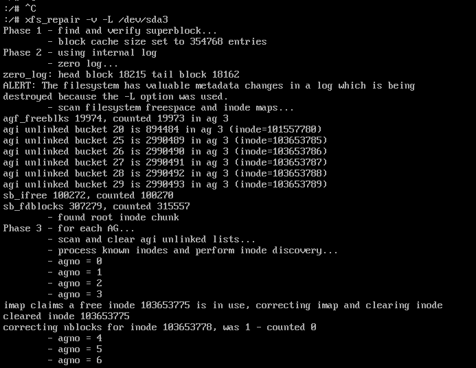 开机进入emergency mode mount /dev/sda3 on /sysroot failed Structure