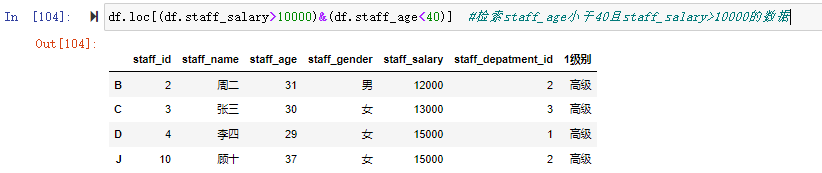 loc索引部分用布尔条件检索