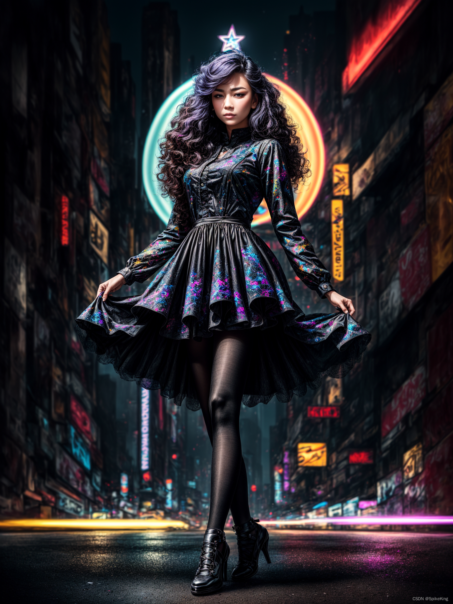 diffusion - prompts 提示词的格式化 (酷女孩,赛博朋克,商务女性)