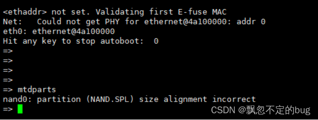 nand0: partition (NAND.SPL) size alignment incorrect