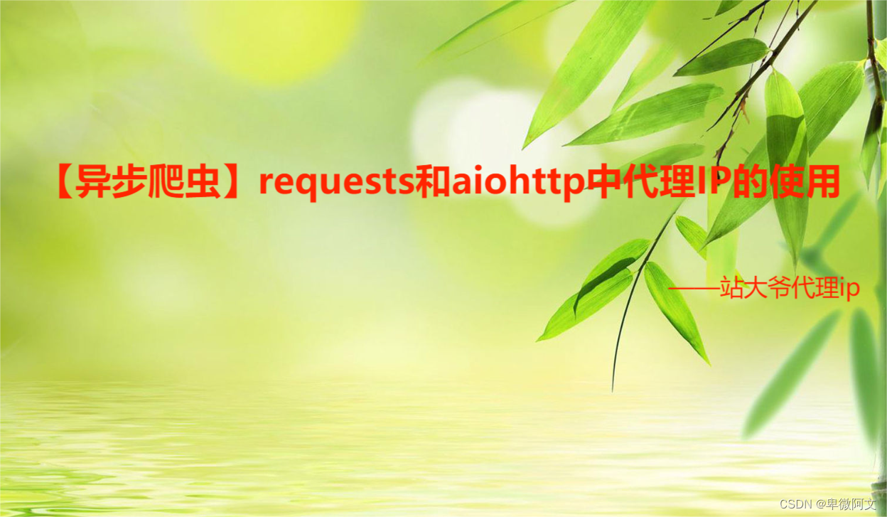 【异步爬虫】requests和aiohttp中代理IP的使用