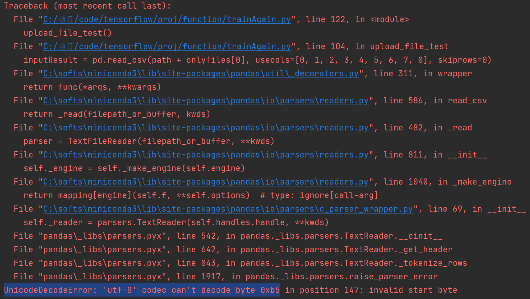 Pandas读取CSV编码：UnicodeDecodeError: ‘utf-8‘ Codec Can‘t Decode Byte 0xb5 ...