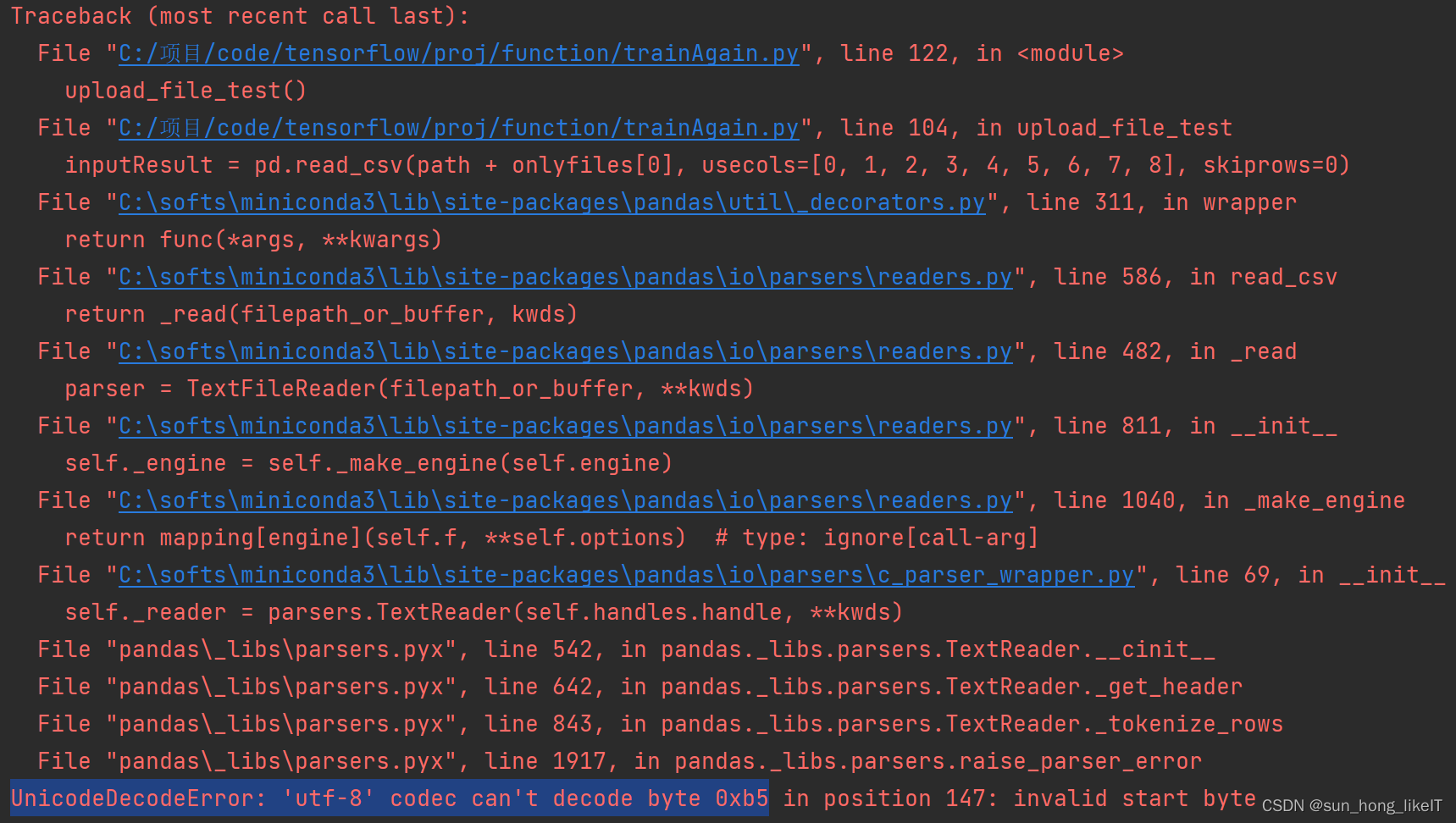 pandas读取CSV编码:UnicodeDecodeError: ‘utf-8‘ codec can‘t decode byte 0xb5 ...