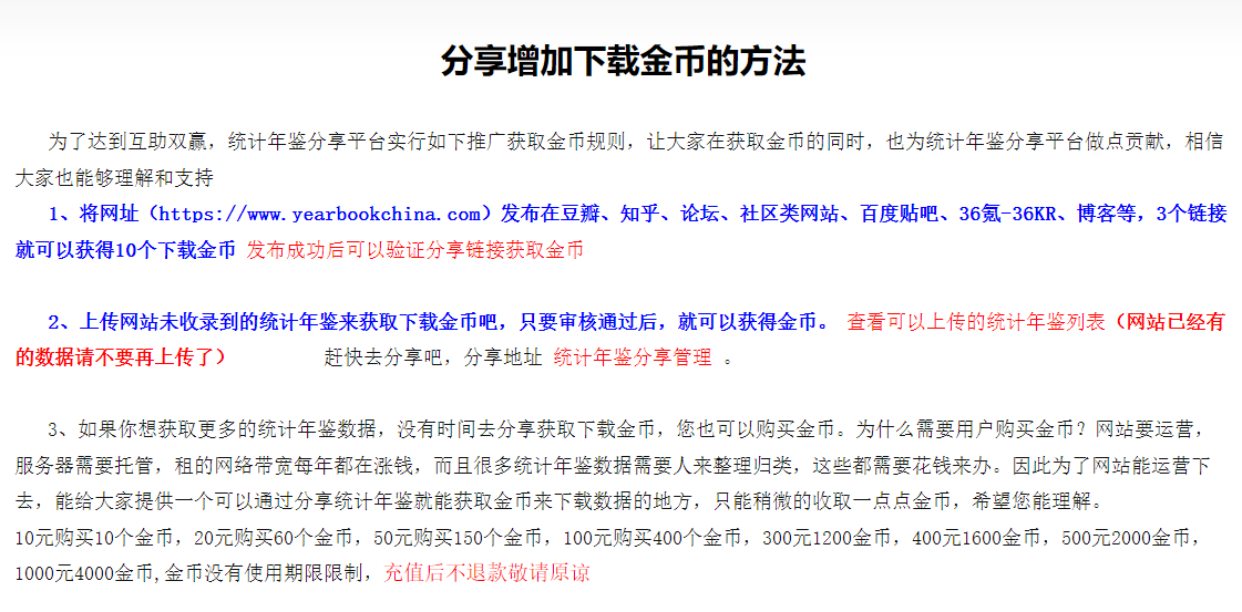 统计年鉴分享平台，怎么做到免费下载