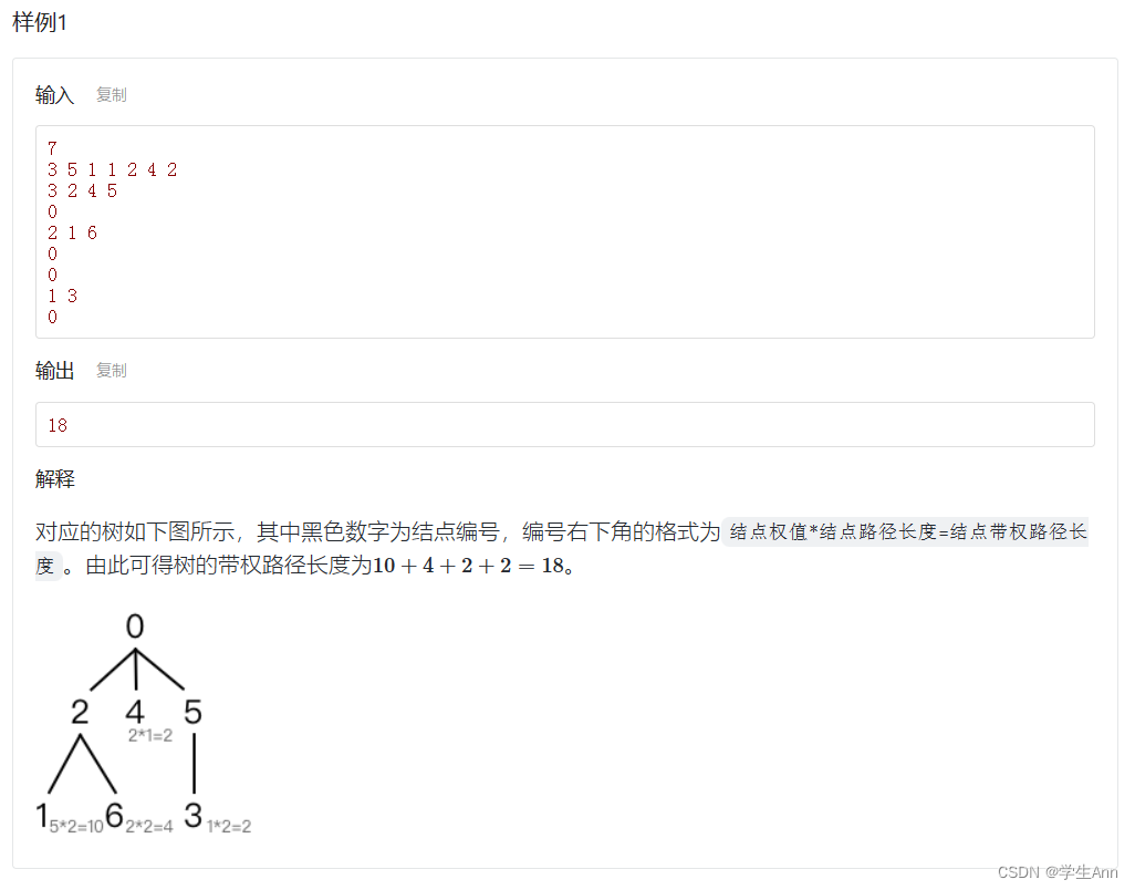 C++算法入门练习——树的带权路径长度