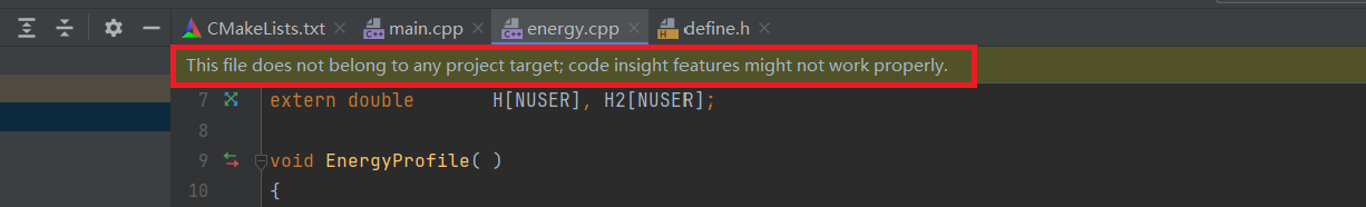 CLion中“This file does not belong to any project, code insight features might not work properly”的报错