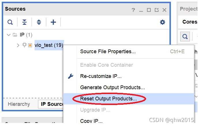 Vivado IP Status显示为“Using cached IP results“,变更回“synth_design Complete ...