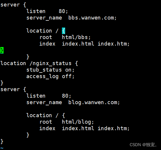 “location“ directive is not allowed here in /usr/local/nginx/conf.d ...