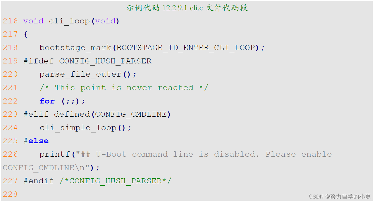 示例代码12.2.9.1 cli.c代码段截图