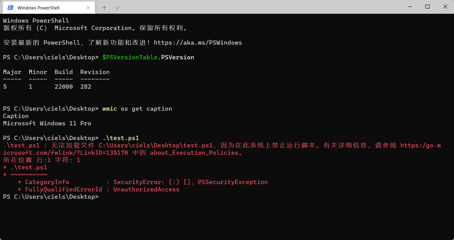 Powershell / windows终端无法加载文件因为在此系统上禁止运行脚本 