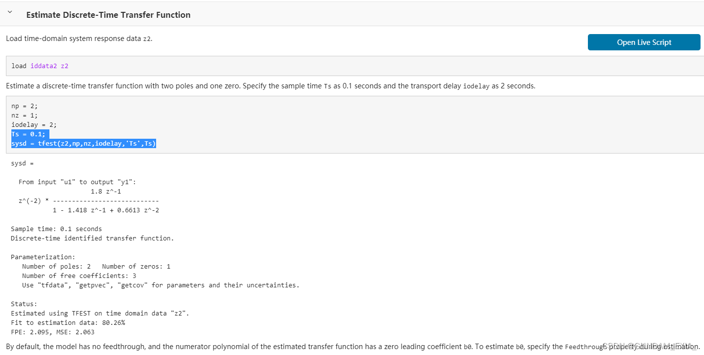 【MATLAB】利用tfest函数 由扫频数据计算传递函数_matlab tfestCSDN博客