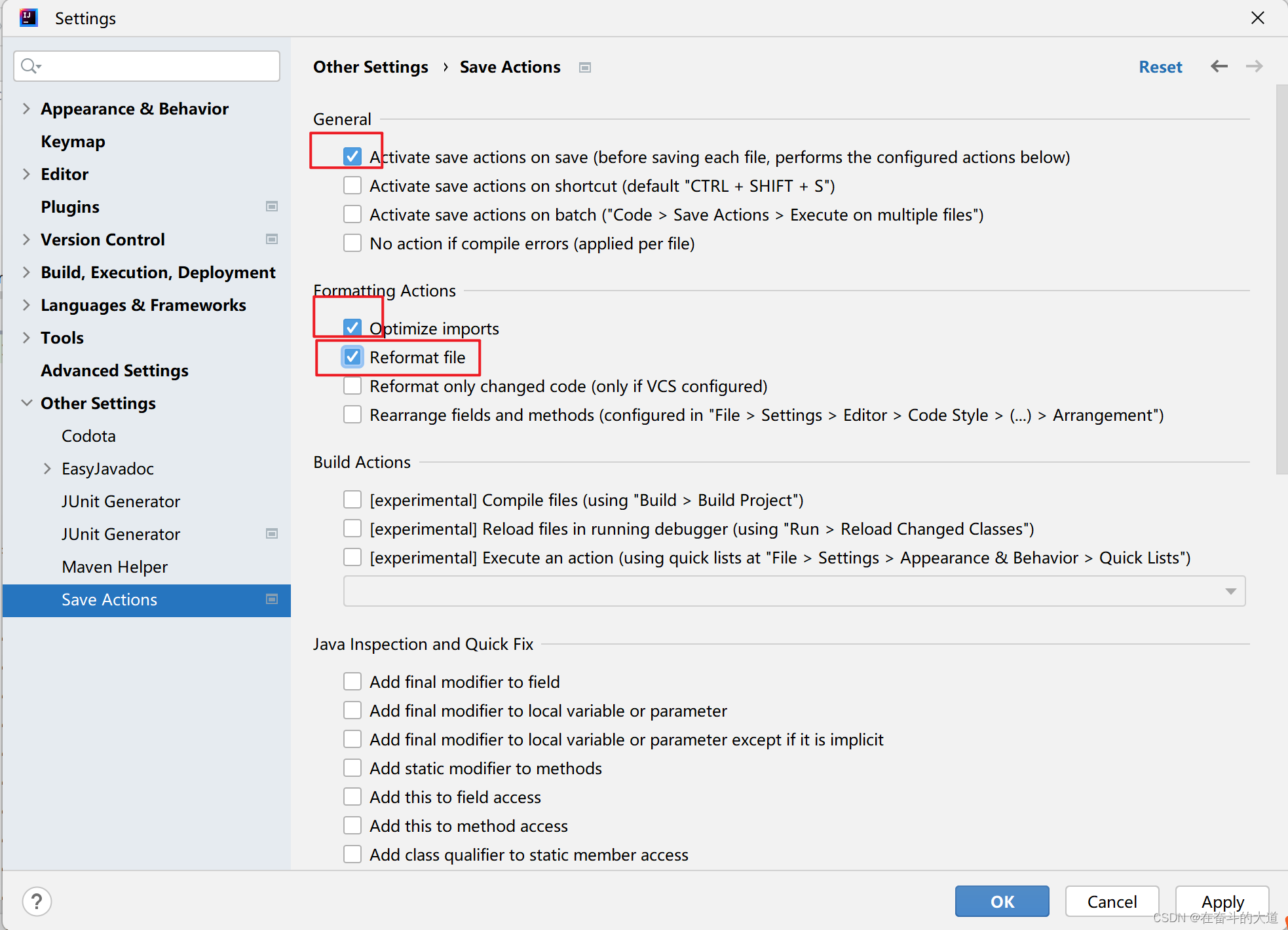 IDEA 代码格式化插件Save Actions