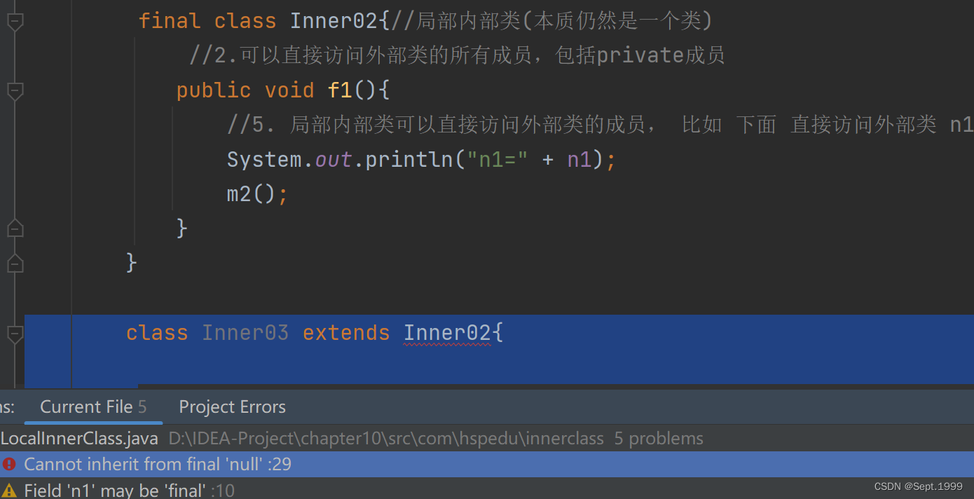 java学习之局部内部类