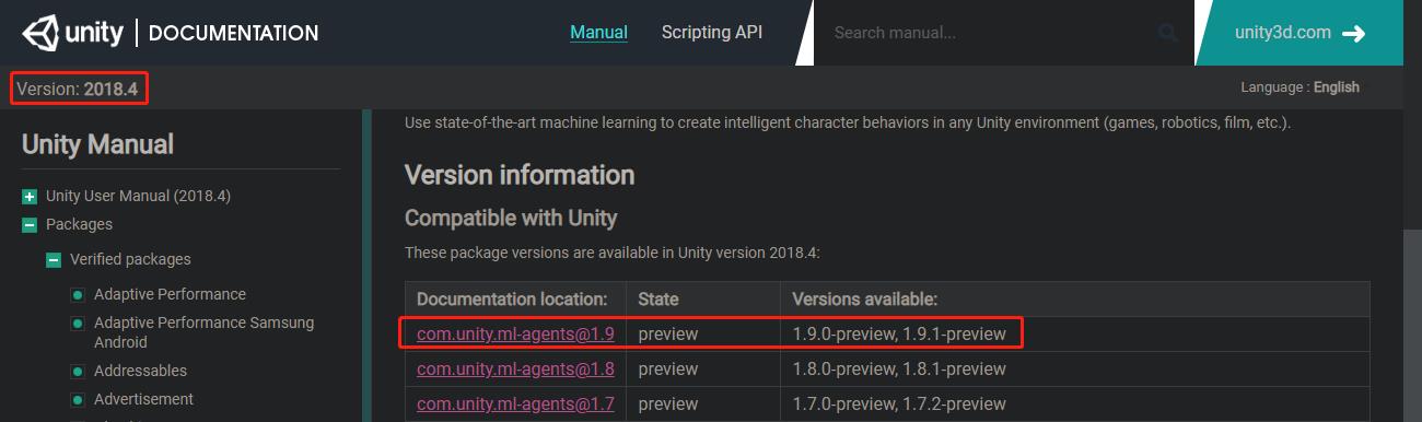 https://docs.unity3d.com/2018.4/Documentation/Manual/com.unity.ml-agents.html