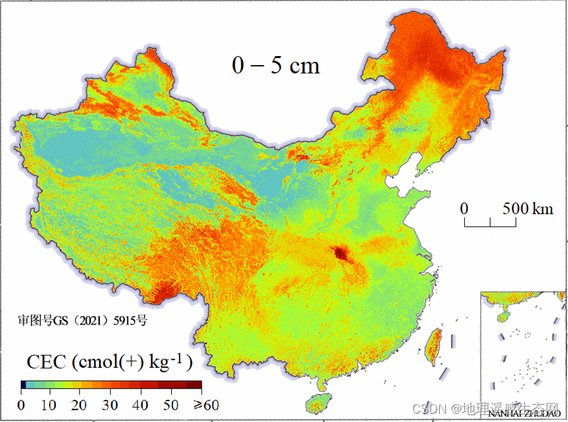 <span style='color:red;'>全国</span><span style='color:red;'>土壤</span>阳离子交换<span style='color:red;'>量</span>CEC空间<span style='color:red;'>分布</span><span style='color:red;'>数据</span>