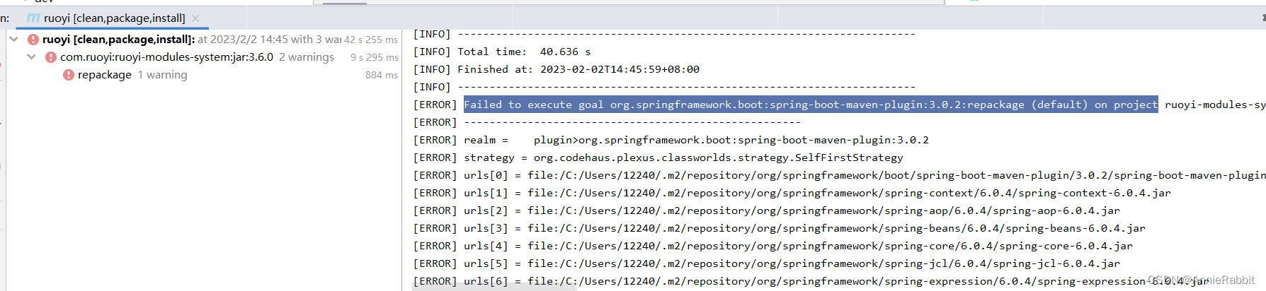 Failed To Execute Goal Org Springframework Boot Spring Boot Maven Plugin Repackage